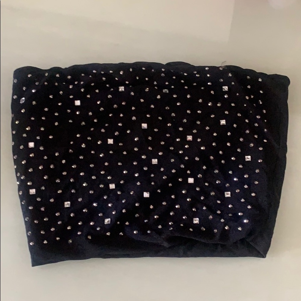 Black aeee through sparkle crop tube  top